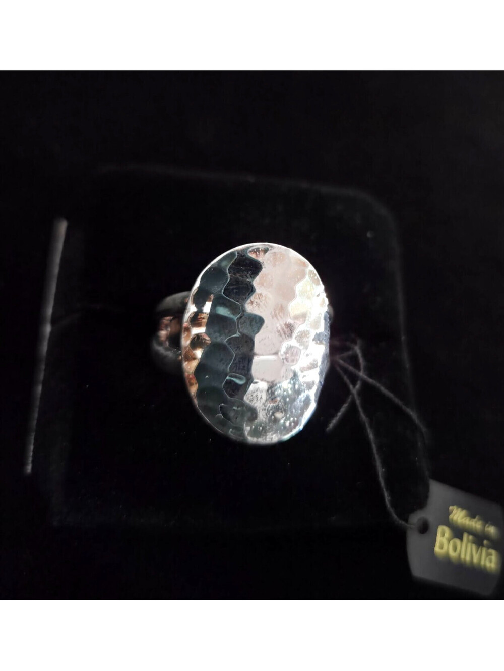 Jacmel Mauritius 925 Sterling Silver Hammered Oval Ring Bolivia NOS 8.3g